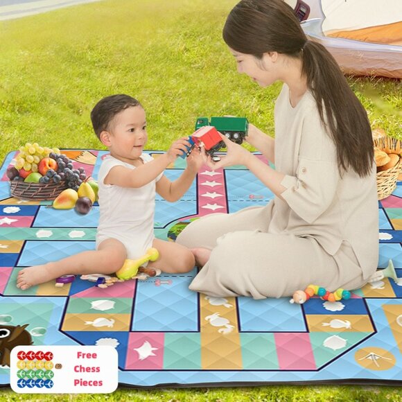 Picnic Mat & Moisture-Proof Pad | Aircraft Ground Mat with Chess Pieces Included - Picture 1 of 7